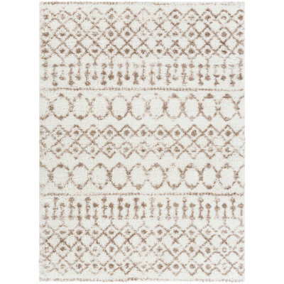 Livabliss Aliyah Shaggy-Global Tan Cream Plush Soft Pile Living Bedroom Rug 200 X 275 Cm Easy Care, Non Shedding - image 1