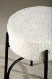 Tucson  Bar Chair 2-Pack  - White Boucle Barstool With Black Legs - Diameter 50Cm, Seat Height 60Cm - thumbnail 5