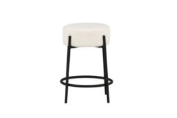 Tucson  Bar Chair 2-Pack  - White Boucle Barstool With Black Legs - Diameter 50Cm, Seat Height 60Cm - thumbnail 2