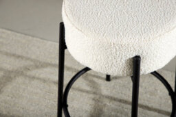 Tucson  Bar Chair 2-Pack  - White Boucle Barstool With Black Legs - Diameter 50Cm, Seat Height 60Cm - thumbnail 4