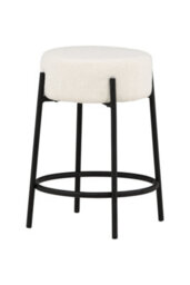 Tucson  Bar Chair 2-Pack  - White Boucle Barstool With Black Legs - Diameter 50Cm, Seat Height 60Cm - thumbnail 3