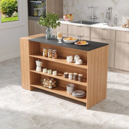 Wooden Breakfast Bar Table Kitchen Island W/ Storage Shelves Countertop 140X55Cm - thumbnail 6
