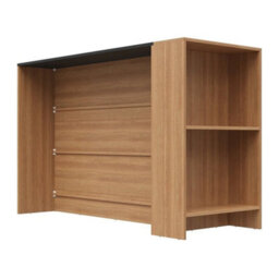 Wooden Breakfast Bar Table Kitchen Island W/ Storage Shelves Countertop 140X55Cm - thumbnail 3