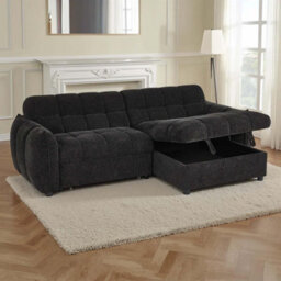 Furnishings For Less UK Fenton Black Universal Corner Sofa Bed With Storage Chaise Chenille - thumbnail 6