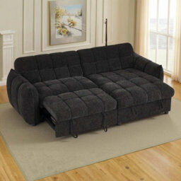 Furnishings For Less UK Fenton Black Universal Corner Sofa Bed With Storage Chaise Chenille - thumbnail 4