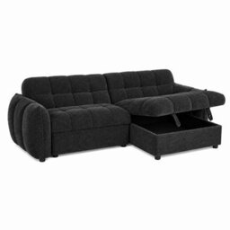 Furnishings For Less UK Fenton Black Universal Corner Sofa Bed With Storage Chaise Chenille - thumbnail 1