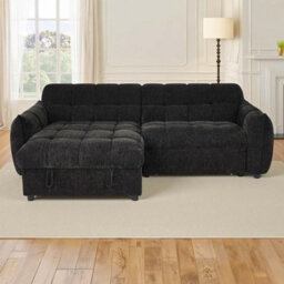 Furnishings For Less UK Fenton Black Universal Corner Sofa Bed With Storage Chaise Chenille - thumbnail 7