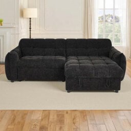 Furnishings For Less UK Fenton Black Universal Corner Sofa Bed With Storage Chaise Chenille - thumbnail 8