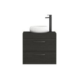 Royal Bathrooms Turin 600mm Wall Mounted Bathroom Vanity Unit With Sink 2 Drawer Hale Black & Milan Countertop Basin - thumbnail 5