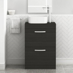 Royal Bathrooms 600mm Floor Standing Vanity Unit 2 Drawer Hale Black & Countertop Basin - Elena - thumbnail 1
