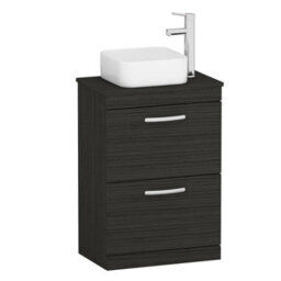 Royal Bathrooms 600mm Floor Standing Vanity Unit 2 Drawer Hale Black & Countertop Basin - Elena - thumbnail 4