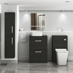 Royal Bathrooms 600mm Floor Standing Vanity Unit 2 Drawer Hale Black & Countertop Basin - Elena - thumbnail 2