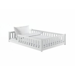 Arte Wooden Bed Mati Eu Double White 147Cm - Safe, Low-Profile Double Bed With Guardrails For Bedroom - thumbnail 2