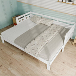 Abrihome White Heart-Shaped 3Ft Single Daybed Cabin With Pull Out Trundle, 90X190Cm Sofa Bed For Kids & Adults, Living Room & Bedroom - thumbnail 4