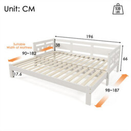 Abrihome White Heart-Shaped 3Ft Single Daybed Cabin With Pull Out Trundle, 90X190Cm Sofa Bed For Kids & Adults, Living Room & Bedroom - thumbnail 7