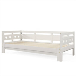 Abrihome White Heart-Shaped 3Ft Single Daybed Cabin With Pull Out Trundle, 90X190Cm Sofa Bed For Kids & Adults, Living Room & Bedroom - thumbnail 6
