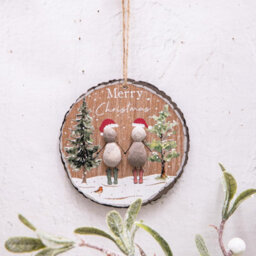Annibells 2 Christmas Pebble Wood Hanging Rustic Decorations - thumbnail 5
