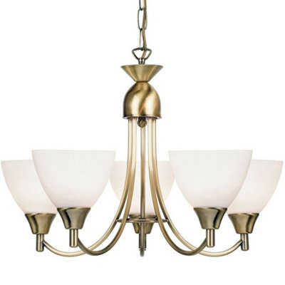 Hanging Ceiling Pendant Light Antique Brass 5X Shade Lamp Bulb Holder Fitting - image 1