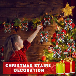 Amorly 6 Pcs Christmas Bows Xmas Bows Tree Decor, Black White Plaid, Christmas Decoration For Home Tree Ornament Party Front Door - thumbnail 6