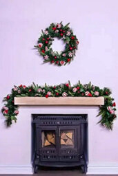 Christmas Tree World 180Cm Decorated Mixed Pine Garland With Red & White Candy Canes - thumbnail 2