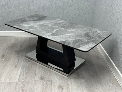 Stratus Interiors Zermatt Modern Extendable Dining Table, Grey Ceramic ...