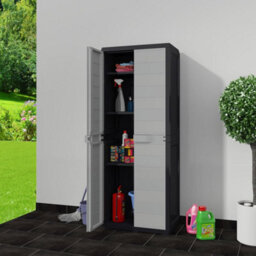 Vidaxl Garden Storage Cabinet With 3 Shelves Black And Grey - thumbnail 2