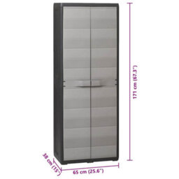 Vidaxl Garden Storage Cabinet With 3 Shelves Black And Grey - thumbnail 3