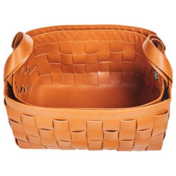 Beliani Set Of 2 Baskets Sippar Faux Leather Golden Brown - thumbnail 5