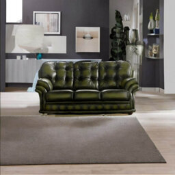 Chesterfield 3 Seater Antique Olive Leather Sofa Bespoke In Knightsbridge Style - thumbnail 2