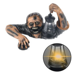 Halloween Crawling Zombie Garden Statue With Led Lantern Yard Outdoor Decor Prop - thumbnail 1