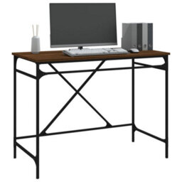 Berkfield Desk Brown Oak 100X50X75 Cm Engineered Wood And Iron - thumbnail 4