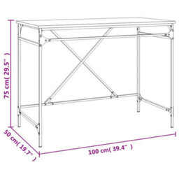 Berkfield Desk Brown Oak 100X50X75 Cm Engineered Wood And Iron - thumbnail 9