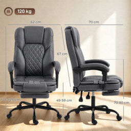 Grey Home Office Chair Reclining Function Computer Desk Chair - thumbnail 2