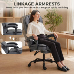 Grey Home Office Chair Reclining Function Computer Desk Chair - thumbnail 5