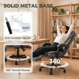 Grey Home Office Chair Reclining Function Computer Desk Chair - thumbnail 6