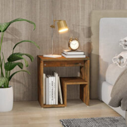 Berkfield Sturdy Bed Cabinet Smoked Oak 40X30X40 Cm Engineered Wood - thumbnail 5