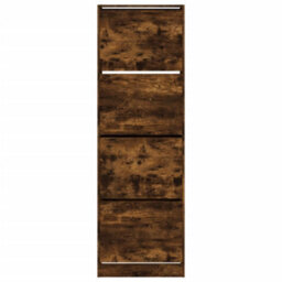 Berkfield Shoe Cabinet With 4 Flip-Drawers Smoked Oak 60X34X187.5 Cm - thumbnail 6