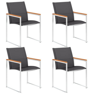 Berkfield Garden Chairs 4 Pcs Textilene And Stainless Steel Grey - image 1