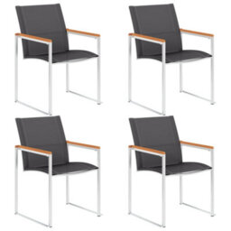 Berkfield Garden Chairs 4 Pcs Textilene And Stainless Steel Grey - thumbnail 1