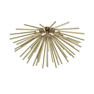 Luminosa Lighting Luminosa Urchin Semi Flush Ceiling Light, Clear, Amber, 6X G9