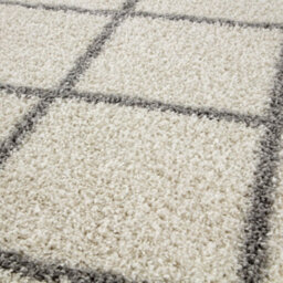 The Rugs Moroccan Shaggy Rugs And Runners Soft Fluffy Diamond Design High Pile Ivory And Grey Living Room Kitchen Hallway 500 - thumbnail 2