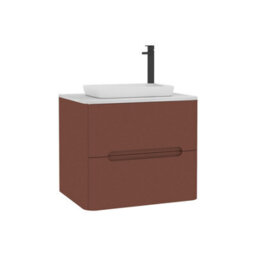 Royal Bathrooms Venice 600mm Terracotta Clay Wall Mounted Bathroom Countertop Vanity Unit 2 Drawer With Qubix Basin - thumbnail 7