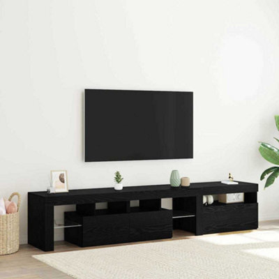 Berkfield Tv Cabinets 2 Pcs With Led Lights Black Oak Engineered Wood - image 1