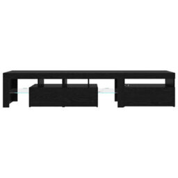 Berkfield Tv Cabinets 2 Pcs With Led Lights Black Oak Engineered Wood - thumbnail 9