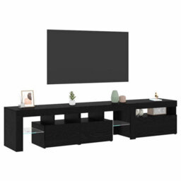Berkfield Tv Cabinets 2 Pcs With Led Lights Black Oak Engineered Wood - thumbnail 3