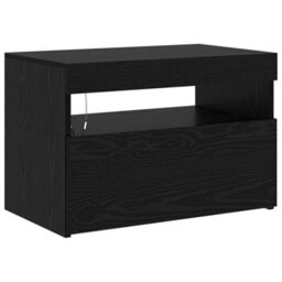 Berkfield Tv Cabinets 2 Pcs With Led Lights Black Oak Engineered Wood - thumbnail 6