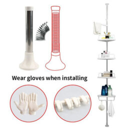 4 Tier Telescopic Bathroom Wall Corner Shelf Rack Shower Caddy Storage Organizer - thumbnail 3