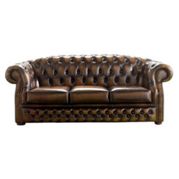 Chesterfield 3 Seater Autumn Tan Leather Sofa Bespoke In Buckingham Style - thumbnail 1