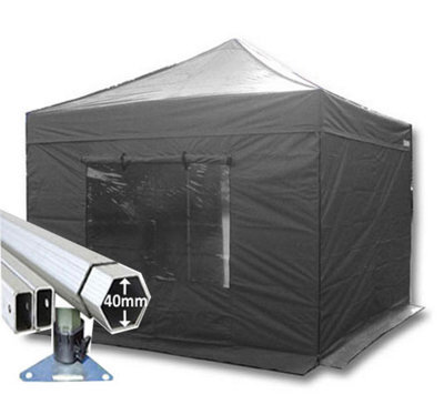 Crocodile Trading 3M X 3M Extreme 40 Commercial Instant Shelter Pop Up Gazebos Frame, Canopy & Sides - Black - image 1