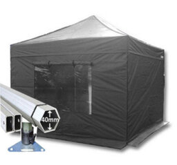 Crocodile Trading 3M X 3M Extreme 40 Commercial Instant Shelter Pop Up Gazebos Frame, Canopy & Sides - Black - thumbnail 1